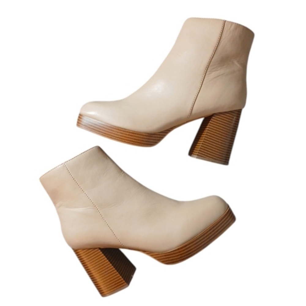 True Craft Platform Ankle Boots Women's Tan Leather Booties size 11